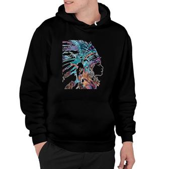 Colorful Headdress Native American Indian Traditional Art Hoodie | Mazezy
