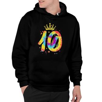 Colorful Tie Dye Tenth 10 Years Old Girls 10Th Birthday Gift Hoodie | Mazezy