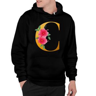 Cool Floral Alphabet Cute Initial Monogram Letter C Graphic Hoodie | Mazezy