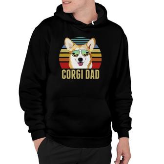 Corgi Dog Dad Vintage Retro Sunset Beach Vibe Fathers Day Hoodie | Mazezy