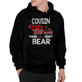 Cousin Bear Christmas Pajama Red Plaid Buffalo Family Hoodie | Mazezy