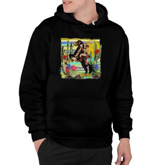 Cowgirl Rodeo Bucking Horse Cactus Hoodie | Mazezy
