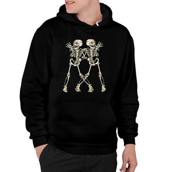 Creepy Skeleton Funny Halloween Gift Skeletons Waving Hoodie | Mazezy
