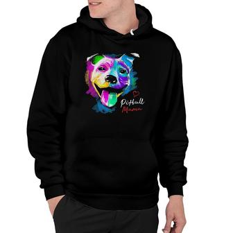 Cute Arty Multicolour Pitbull Mama Design For A Pittie Mom Hoodie | Mazezy