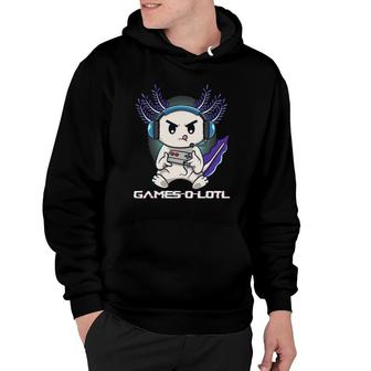 Cute Axolotl Playing Console Video Games Axolotl Gaming Hoodie | Mazezy