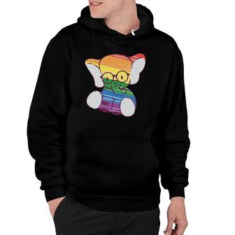 Cute Baby Elephant Geeky Eyeglasses Rainbow Flag Lgbt Pride Hoodie | Mazezy