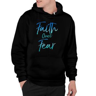 Cute Christian Quote For Women Jesus Saying Faith Over Fear Raglan Baseball Tee Hoodie | Mazezy