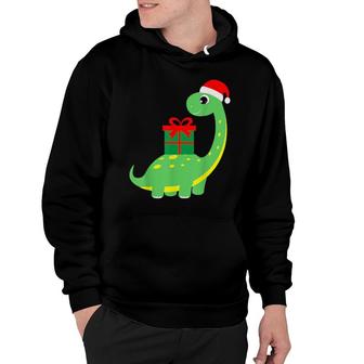 Cute Christmas Brontosaurus Dinosaur Hoodie | Mazezy