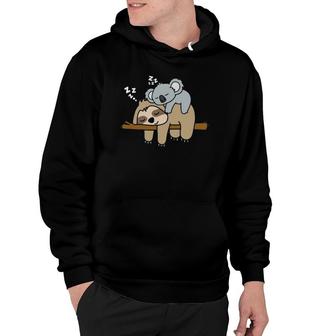 Cute Funny Lazy Sloth With Lazy Koala Mama Bear Napping Mothers Day Gift Hoodie | Mazezy DE