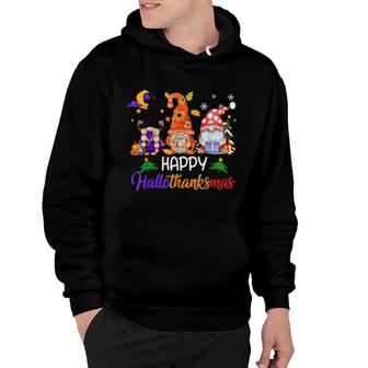 Cute Gnomes Happy Hallothanksmas Thanksgiving Christmas Hoodie | Mazezy