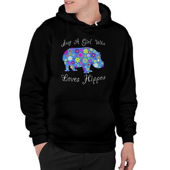 Cute Hippopotamus Gifts Women - Just A Girl Who Loves Hippos Hoodie | Mazezy UK