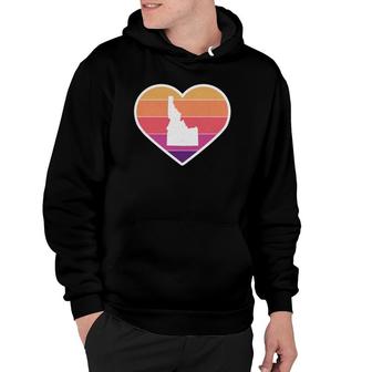 Cute I Love Idaho Retro Heart With State Outline Hoodie | Mazezy
