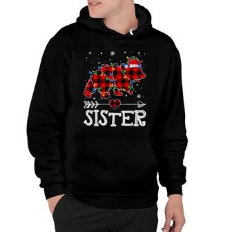 Cute Sister Bear Family Red Plaid Christmas Pajama Hoodie | Mazezy