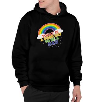 Dad For Men Baby Announcement Rainbow Fathers Gift Hoodie | Mazezy