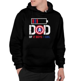 Dad Of 2 Boys 1 Girl Battery Usa Flag Father Day 4Th Of July Hoodie