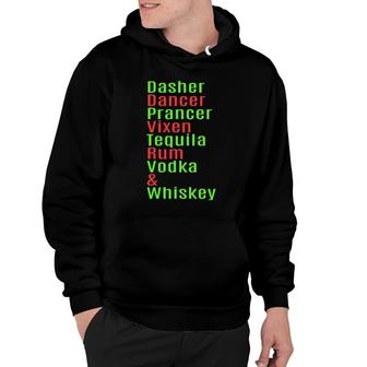 Dasher Dancer Rum Vodka Whiskey Christmas Reindeer Hoodie | Mazezy