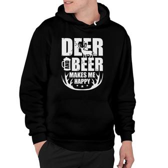 Deer And Beer Makes Me Happy Hunting Gifts Funny Hunting Hoodie | Mazezy