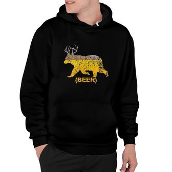 Deer Beer Bear With Antlers Cool Funny Vintage Drinking Hoodie - Thegiftio UK