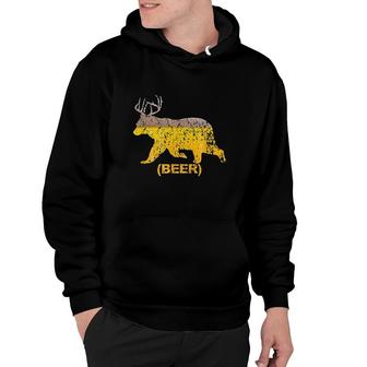 Deer Beer Bear With Antlers Cool Funny Vintage Drinking Hoodie - Thegiftio UK