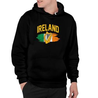 Distressed Ireland Coat Of Arms Harp Flag Hoodie | Mazezy