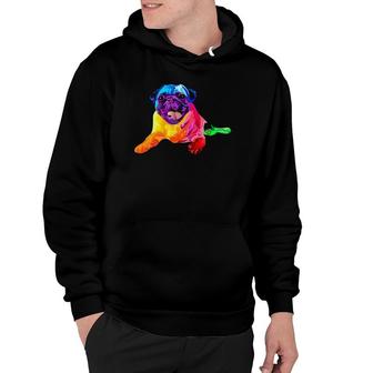 Dog Lover Gifts Pug For Womens Colorful Pug Mens Hoodie | Mazezy