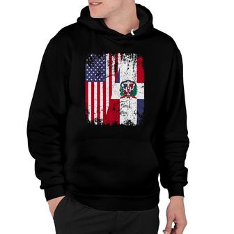 Dominican Roots Half American Flag Dominican Flag Hoodie | Mazezy