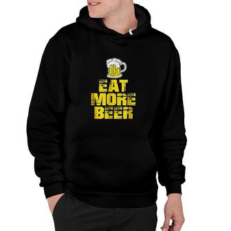 Eat More Beer Yellow Funny Drinking Alcoholic Humor Pun Hoodie - Thegiftio UK