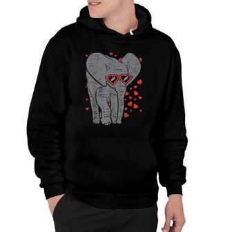 Elephant Heart Glasses Cute Valentine's Day Animal Lover Hoodie | Mazezy