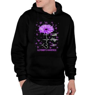 Faith Hope Love Alzheimer's Awareness Purple Flower Gift Hoodie | Mazezy