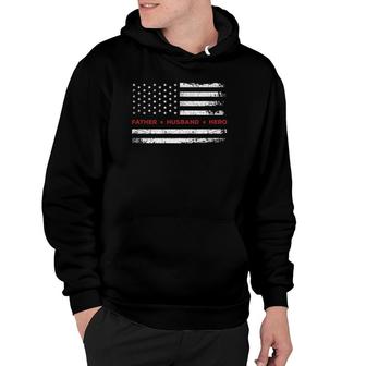 Father Husband Hero American Flag Thin Red Line Firefighter Hoodie | Mazezy