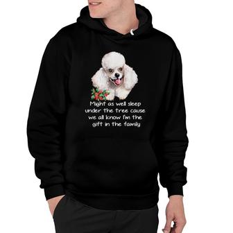 Favorite Family White Poodle Puppy Christmas Humor Hoodie | Mazezy