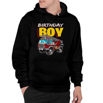 Firefighter Birthday Boy Matching Family Fireman Fire Truck Hoodie | Mazezy