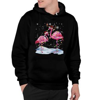 Flamingo Reindeer Santa Hat Christmas Light Christmas Hoodie | Mazezy