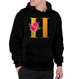 Floral H Alphabet Cute Initial Monogram Letter H Graphic Hoodie | Mazezy