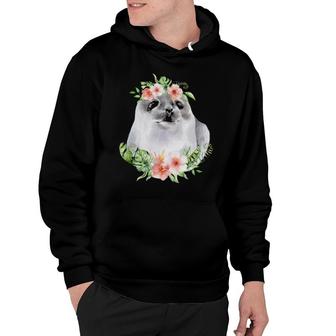 Floral Harp Seal With Tropical Hawaii Flowers Baby Sea Lion Hoodie | Mazezy