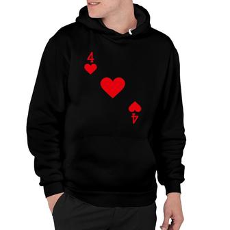 Four Of Hearts Costume Halloween Deck Of Cards Hoodie | Mazezy