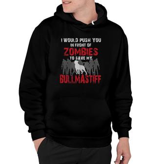 Front Of Zombies Bullmastiff Funny Cute Hoodie | Mazezy