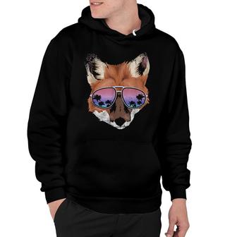 Funny Animal Tropical Summer Palm Trees Cool Sunglasses Fox Hoodie | Mazezy