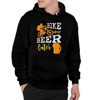 Funny Bike Now Beer Later Bicycling Gift Hoodie | Mazezy