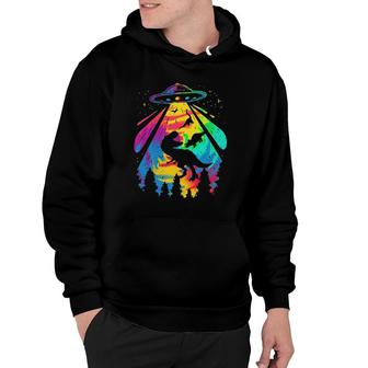 Funny Colorful Ufo Alien T Rex Dinosaurs Abduction Hoodie | Mazezy