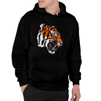 Funny Growling Mouth Open Bengal Tiger Hoodie | Mazezy