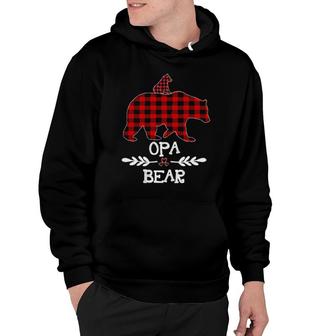 Funny Opa Bear Matching Family Christmas Bear Red Plaid Hoodie | Mazezy