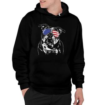 Funny Proud Old English Bulldog American Flag Sunglasses Hoodie | Mazezy