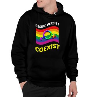 Funny Resist Persist Coexist Bi Lesbian Gay Lgbt Hoodie | Mazezy