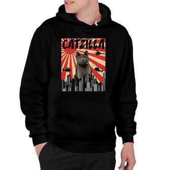 Funny Retro Japanese Catzilla Chartreux Cat Hoodie | Mazezy
