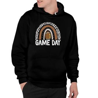 Game Day Football Season Funny Leopard Rainbow Football Hoodie | Mazezy
