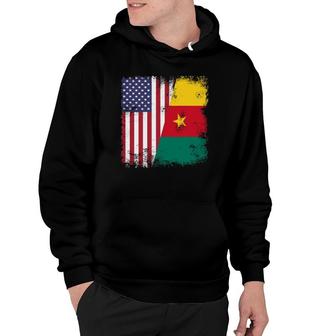 Half Cameroonian Flag Vintage Cameroon Usa Gift Hoodie | Mazezy