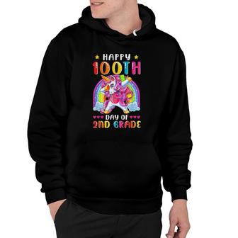 Happy 100Th Day Of 2Nd Grade Student Unicorn Dabbing Girls 100 Days Hoodie | Mazezy