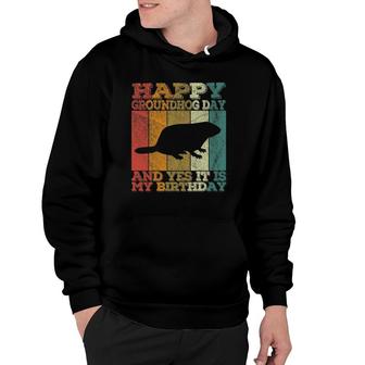 Happy Groundhog Day Birthday On February 2 Retro Vintage Hoodie | Mazezy