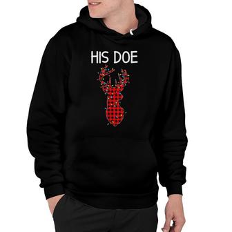 Her Buck His Doe Plaid Christmas Couple Matching Pajama Sets For Men & Women Hoodie | Mazezy
